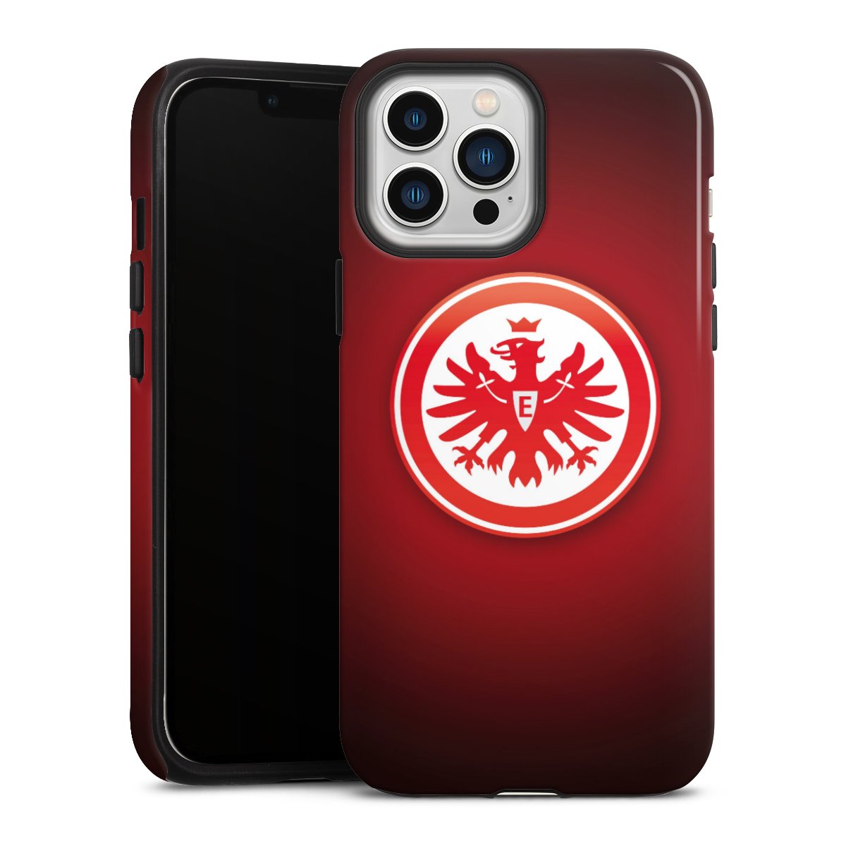 iPhone 13 Pro Max Handy Panzer Handyhülle robuste Outdoor Hülle Schutzhülle glänzend Eintracht Frankfurt Official Licensed Product Coat Of Arms Tough Case