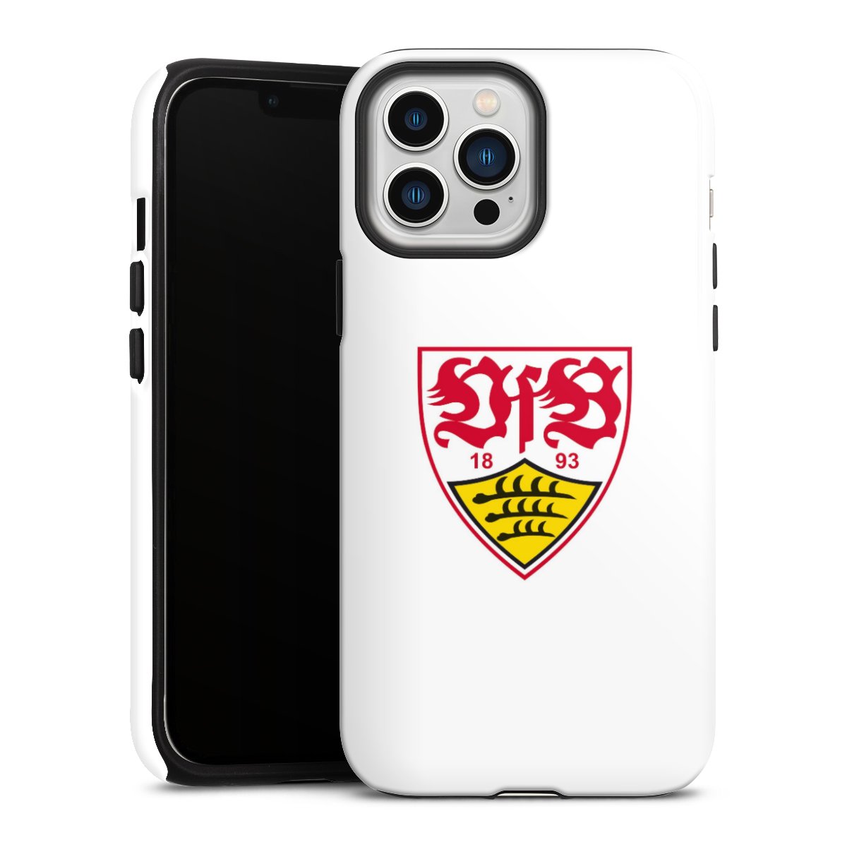 iPhone 13 Pro Max Handy Panzer Handyhülle robuste Outdoor Hülle Schutzhülle glänzend Logo Official Licensed Product Vfb Stuttgart Tough Case