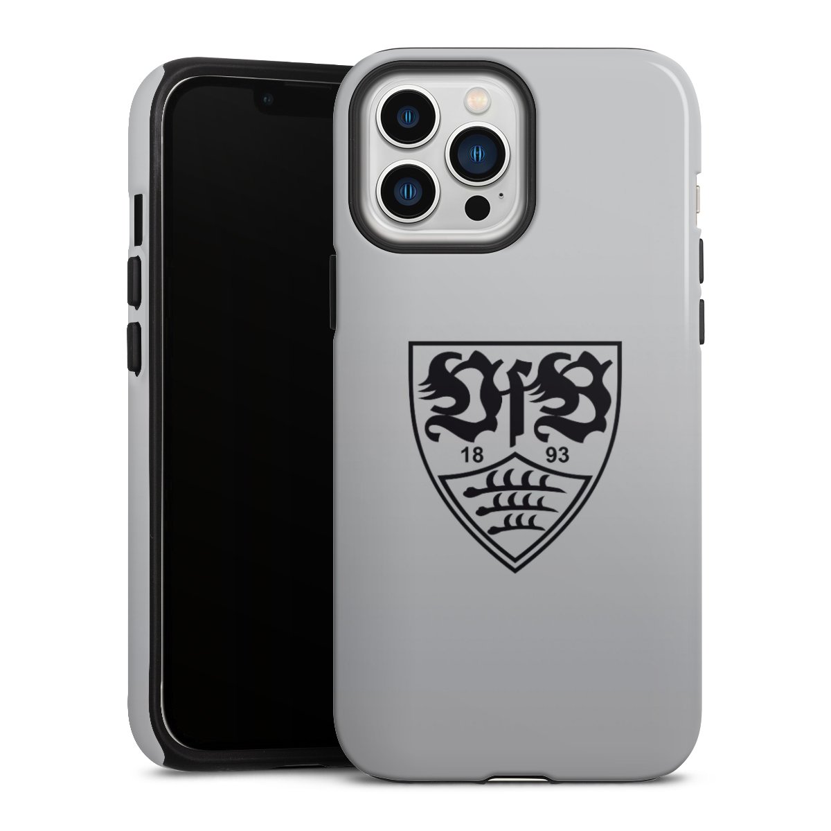 iPhone 13 Pro Max Handy Panzer Handyhülle robuste Outdoor Hülle Schutzhülle glänzend Logo Vfb Stuttgart Official Licensed Product Tough Case