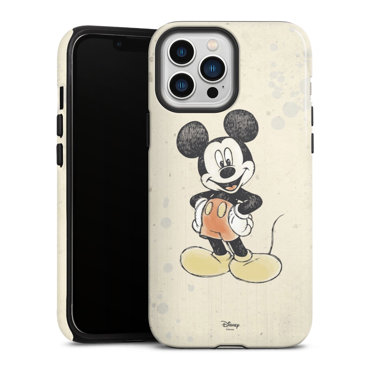 iPhone 13 Pro Max Handy Panzer Handyhülle robuste Outdoor Hülle Schutzhülle glänzend Water Colour Mickey & Minnie Mouse Official Licensed Product Tough Case