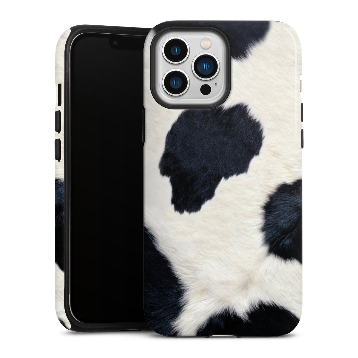 iPhone 13 Pro Max Handy Panzer Handyhülle robuste Outdoor Hülle Schutzhülle glänzend Animal Look Animal Print Cow Skin Tough Case