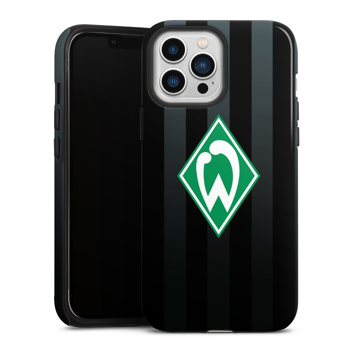 iPhone 13 Pro Max Handy Panzer Handyhülle robuste Outdoor Hülle Schutzhülle glänzend Stripes Sv Werder Bremen Official Licensed Product Tough Case