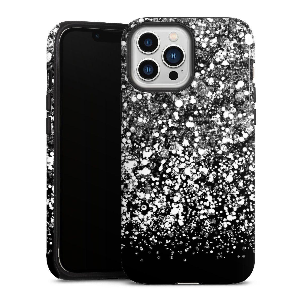 iPhone 13 Pro Max Handy Panzer Handyhülle robuste Outdoor Hülle Schutzhülle glänzend Glitzer Snowflake Muster Tough Case