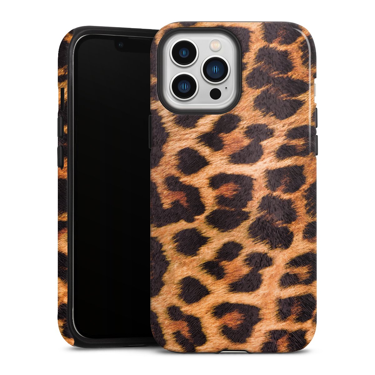 iPhone 13 Pro Max Handy Panzer Handyhülle robuste Outdoor Hülle Schutzhülle glänzend Animal Print Leopard Fur Tough Case