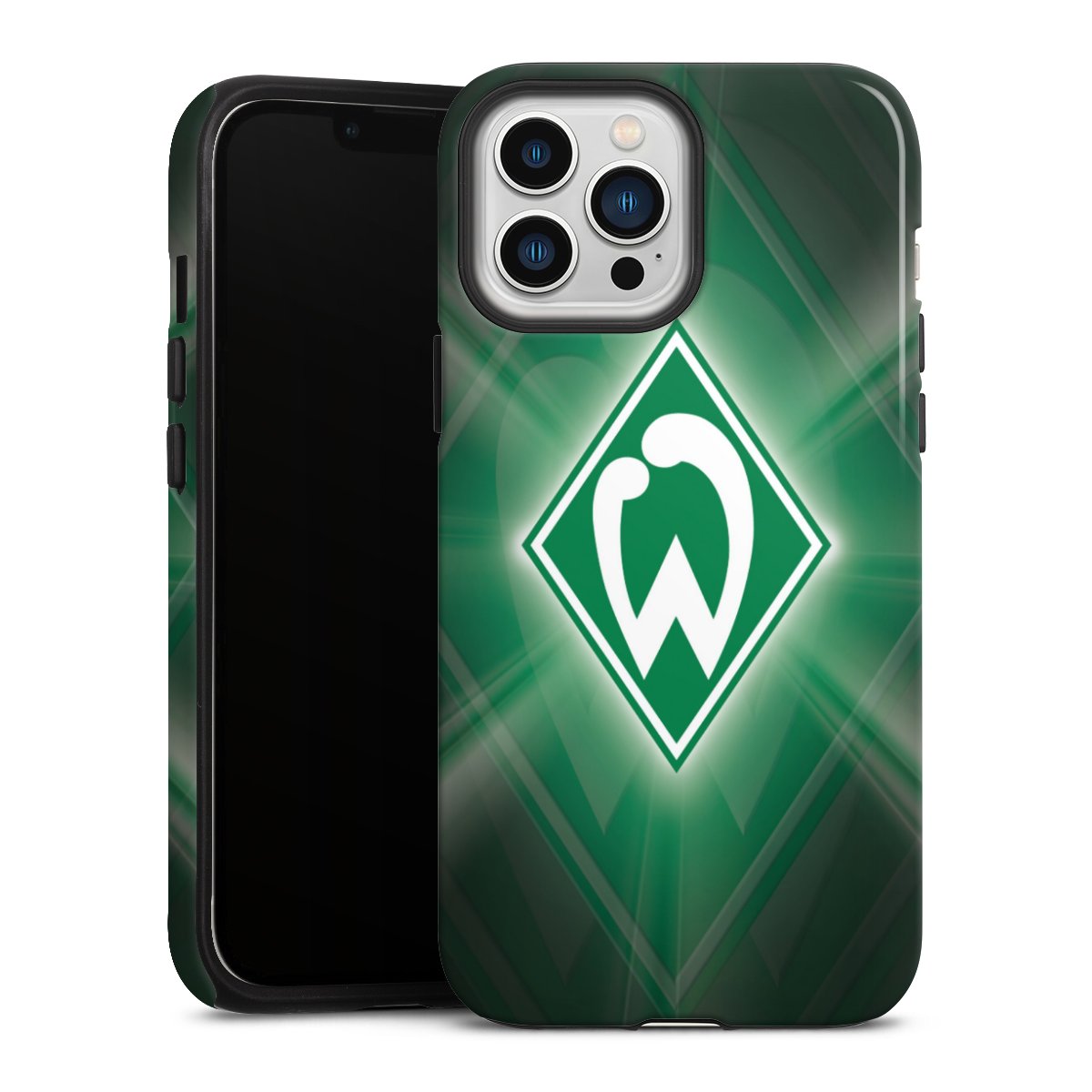 iPhone 13 Pro Max Handy Panzer Handyhülle robuste Outdoor Hülle Schutzhülle glänzend Sv Werder Bremen Official Licensed Product Coat Of Arms Tough Case