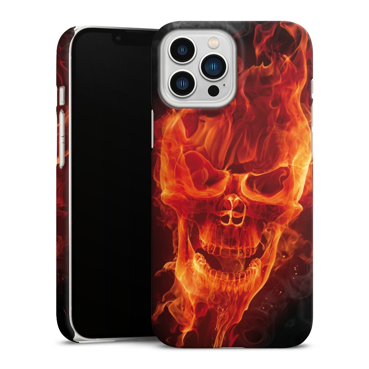 iPhone 13 Pro Max Handy Premium Case Smartphone Handyhülle Schutzhülle matt Totenkopf Skull Fire Premium Case