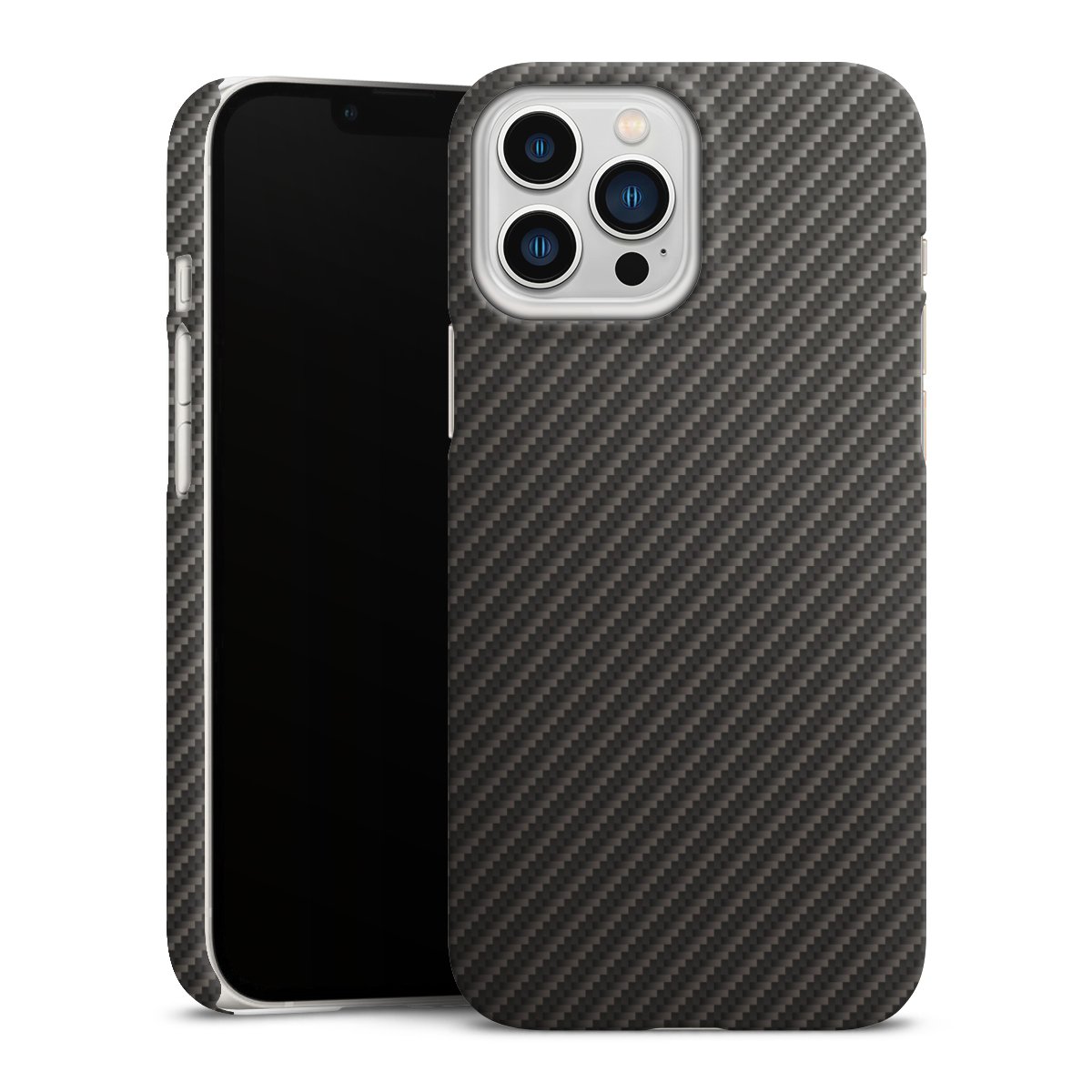 iPhone 13 Pro Max Handy Premium Case Smartphone Handyhülle Schutzhülle matt Metallic Look Carbon Muster Premium Case