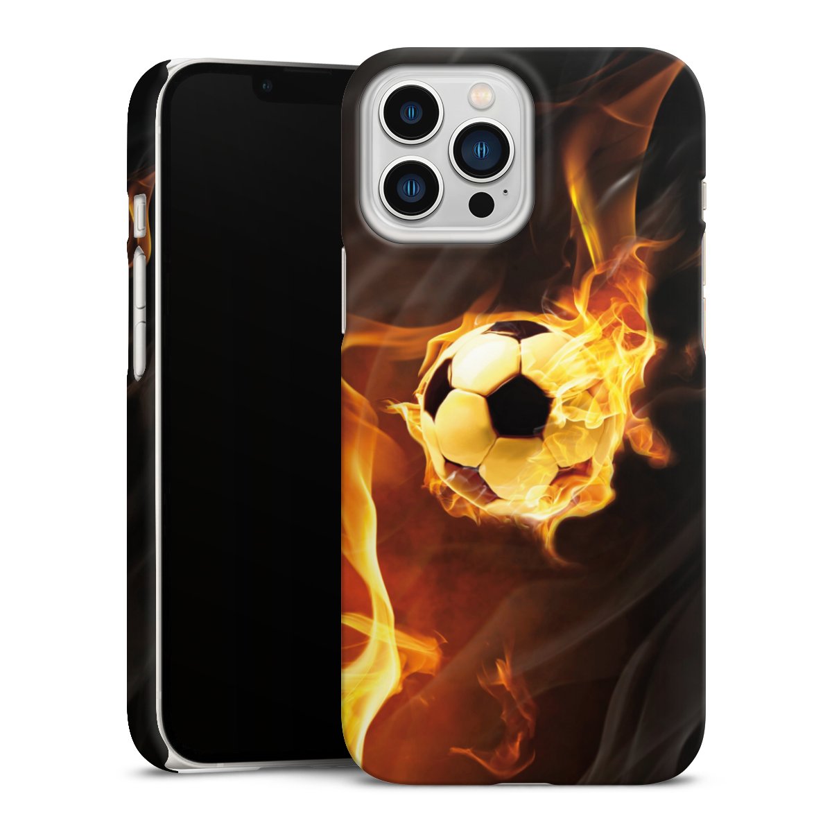 iPhone 13 Pro Max Handy Premium Case Smartphone Handyhülle Schutzhülle matt Ball Fire Soccer Premium Case