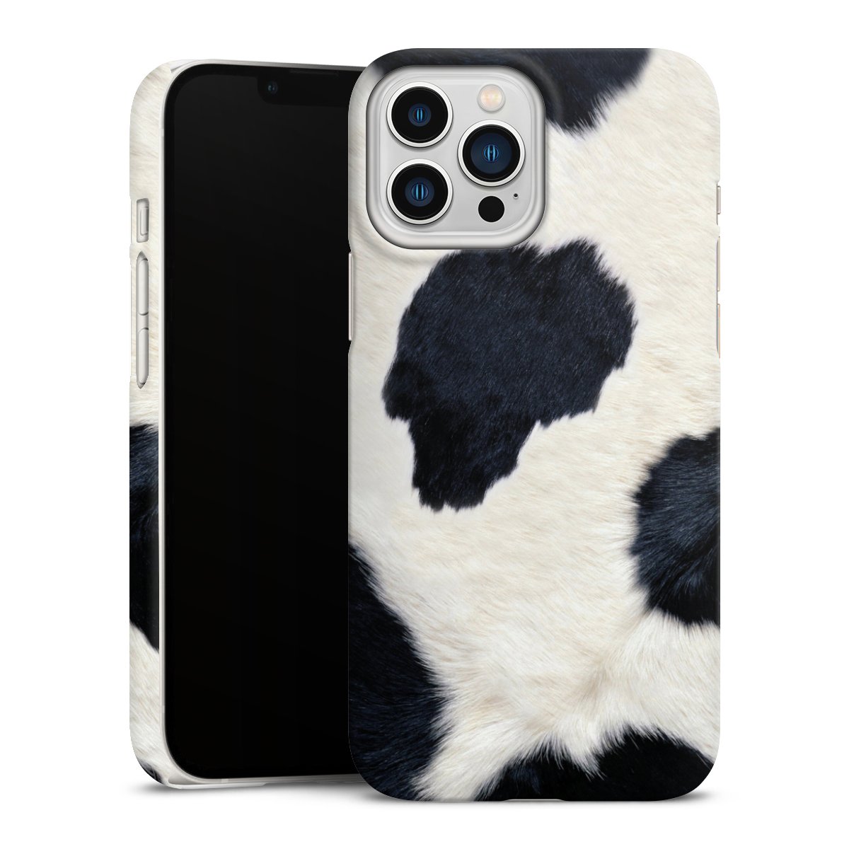 iPhone 13 Pro Max Handy Premium Case Smartphone Handyhülle Schutzhülle matt Animal Look Animal Print Cow Skin Premium Case