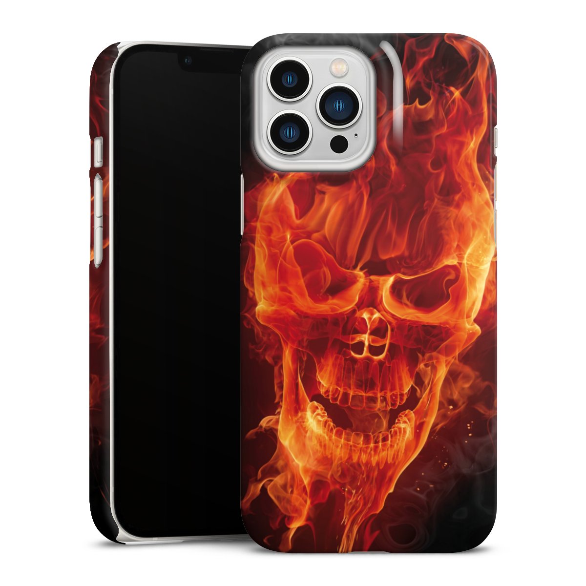 iPhone 13 Pro Max Handy Premium Case Smartphone Handyhülle Schutzhülle glänzend Totenkopf Skull Fire Premium Case