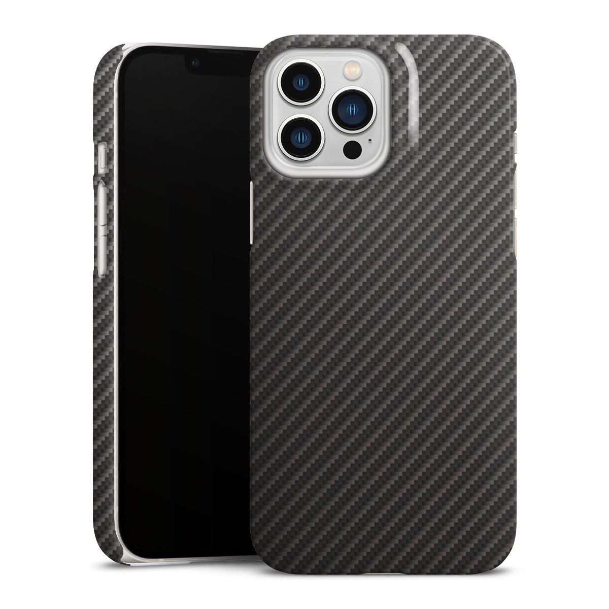 iPhone 13 Pro Max Handy Premium Case Smartphone Handyhülle Schutzhülle glänzend Metallic Look Carbon Muster Premium Case