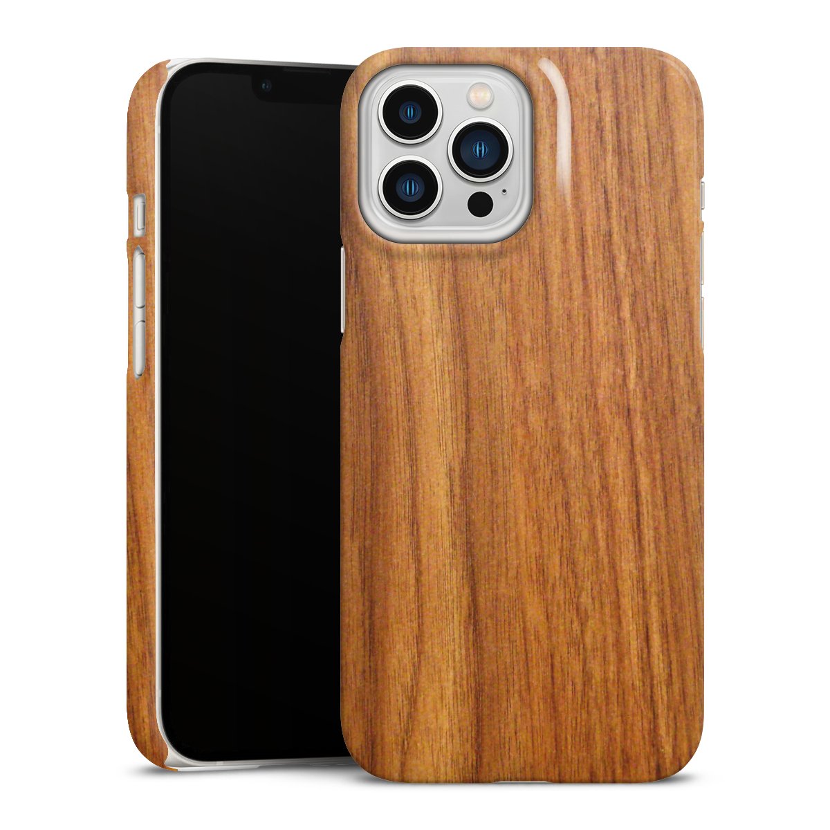 iPhone 13 Pro Max Handy Premium Case Smartphone Handyhülle Schutzhülle glänzend Wood Larch Wooden Look Premium Case