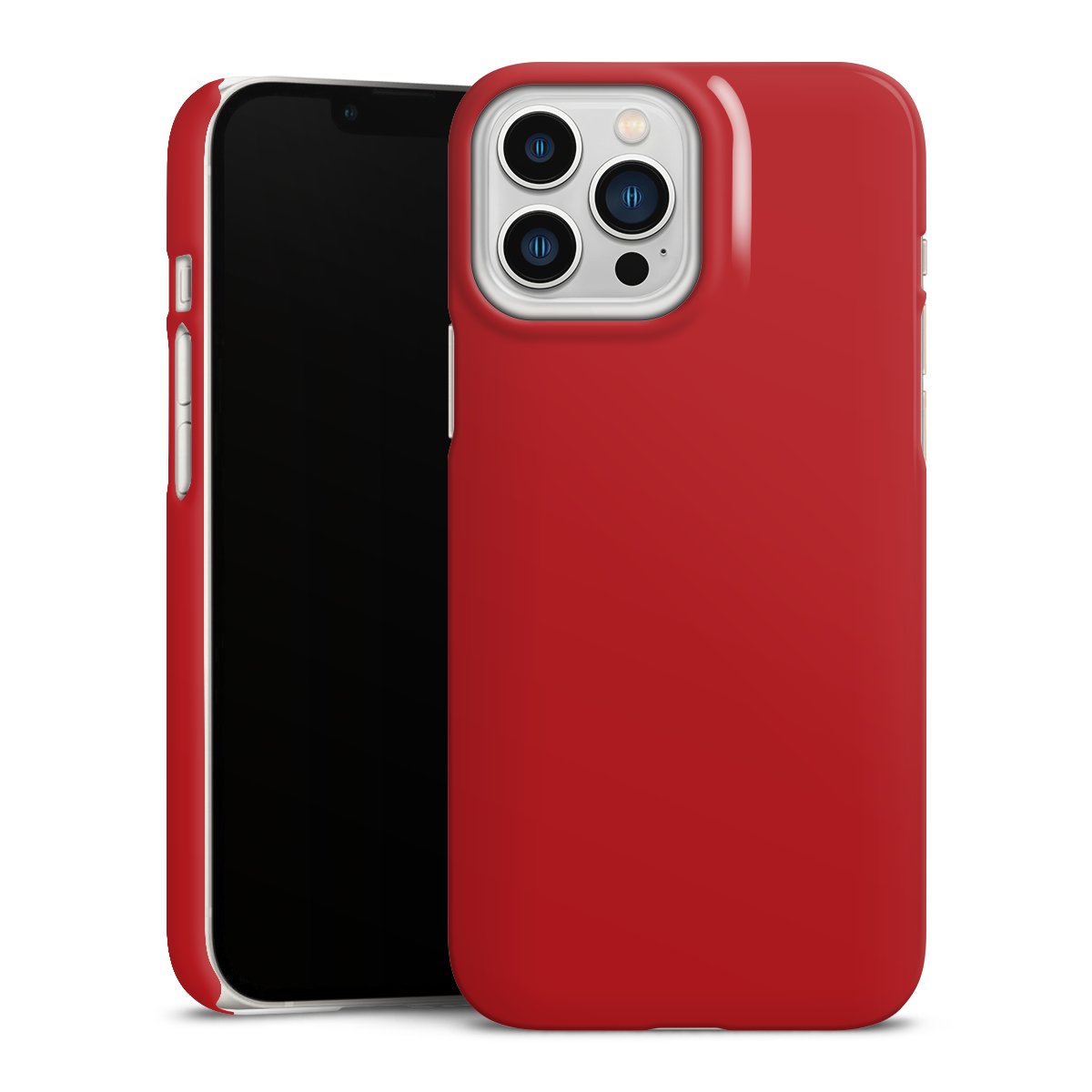 iPhone 13 Pro Max Handy Premium Case Smartphone Handyhülle Schutzhülle glänzend Colour Unicoloured Red Premium Case