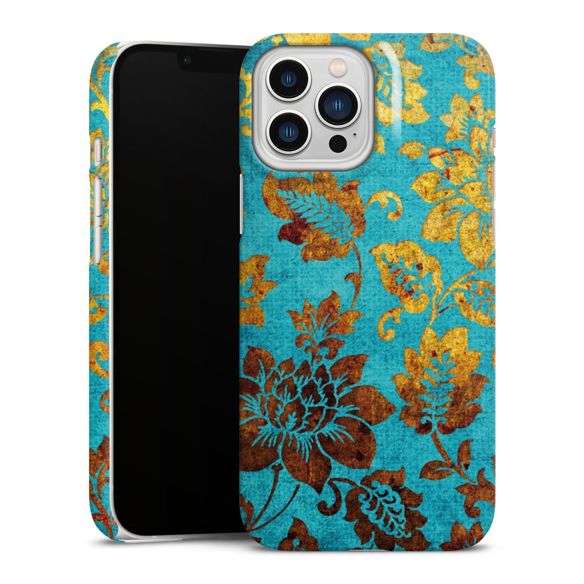 iPhone 13 Pro Max Handy Premium Case Smartphone Handyhülle Schutzhülle glänzend Ornament Vintage Flowers Premium Case