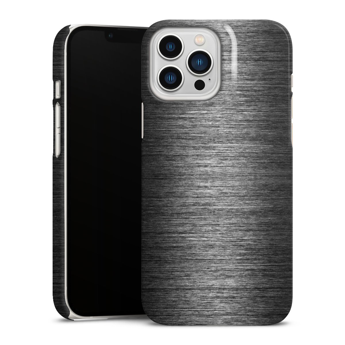 iPhone 13 Pro Max Handy Premium Case Smartphone Handyhülle Schutzhülle glänzend Metallic Look Anthracite Metal Premium Case