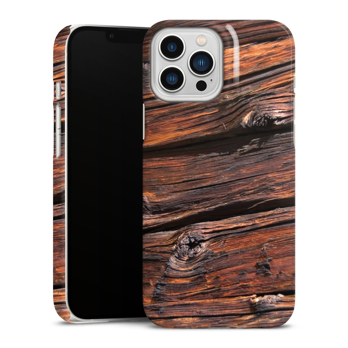 iPhone 13 Pro Max Handy Premium Case Smartphone Handyhülle Schutzhülle glänzend Beams Wooden Look Wood Premium Case