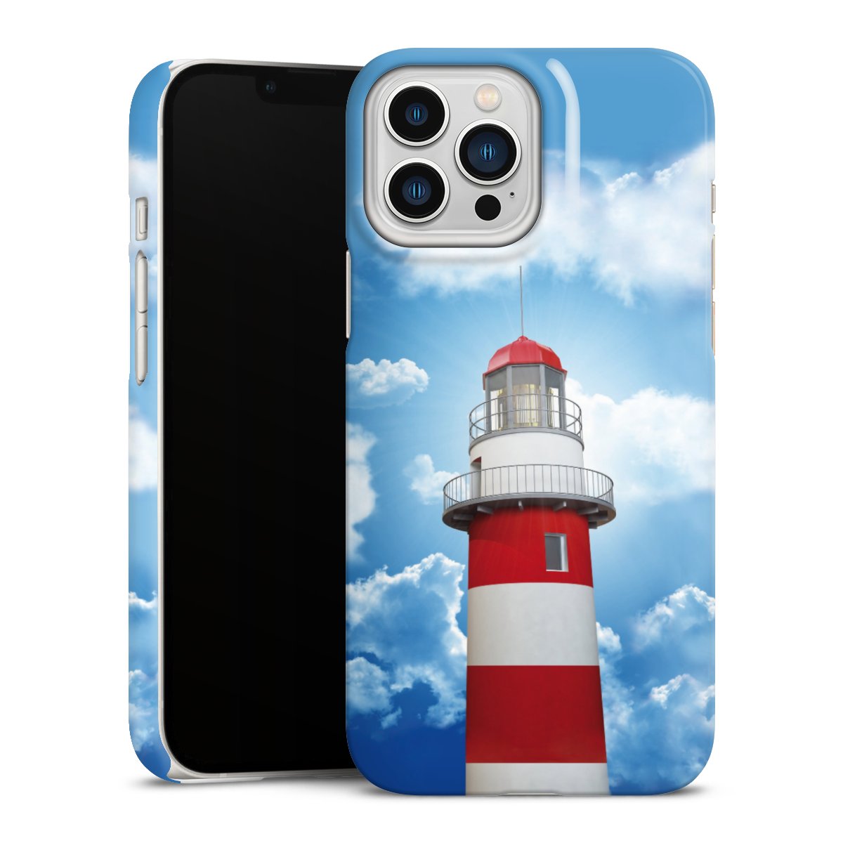 iPhone 13 Pro Max Handy Premium Case Smartphone Handyhülle Schutzhülle glänzend Lighthouse Sky Cloud Premium Case