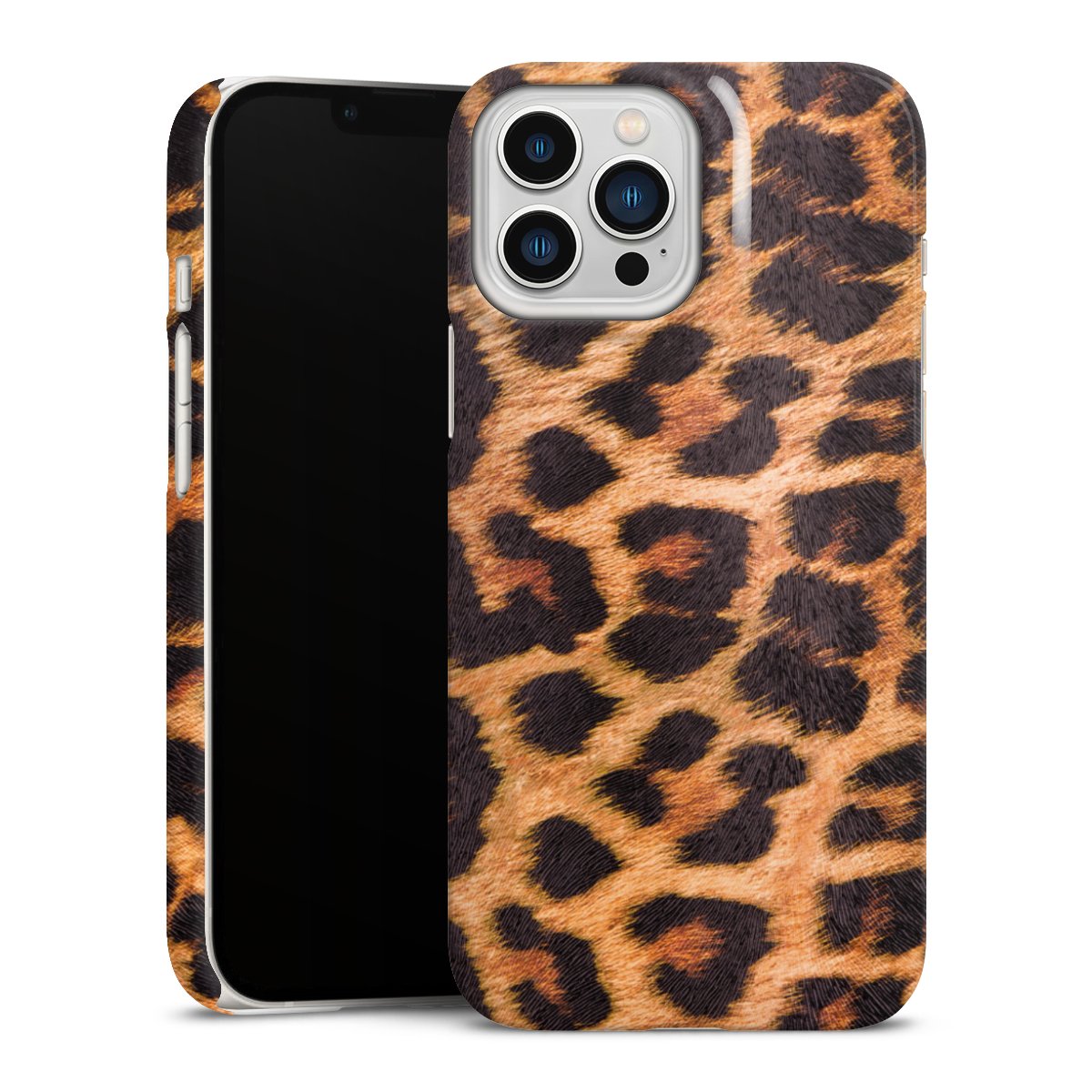 iPhone 13 Pro Max Handy Premium Case Smartphone Handyhülle Schutzhülle glänzend Animal Print Leopard Fur Premium Case