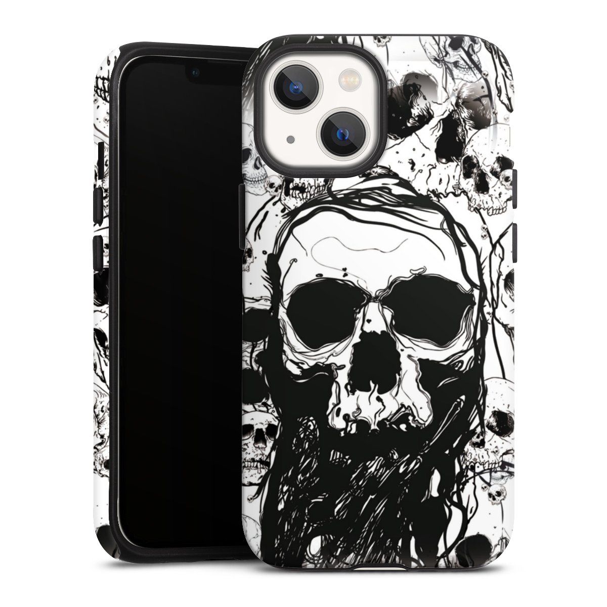 iPhone 13 Mini Handy Panzer Handyhülle robuste Outdoor Hülle Schutzhülle matt Totenkopf Halloween Tough Case