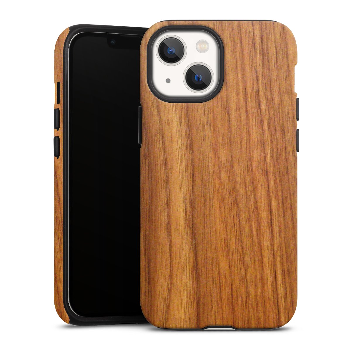 iPhone 13 Mini Handy Panzer Handyhülle robuste Outdoor Hülle Schutzhülle matt Wood Larch Wooden Look Tough Case