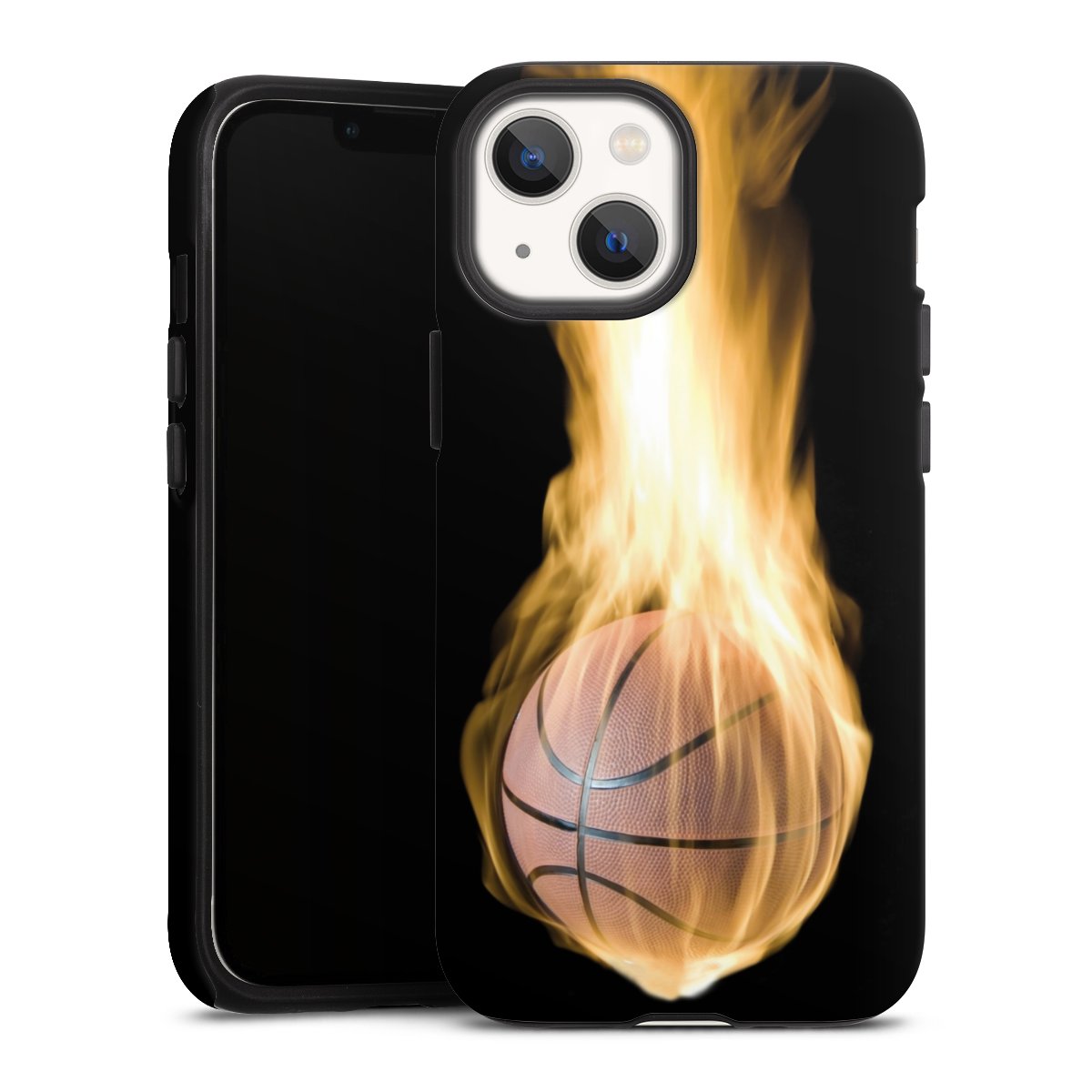 iPhone 13 Mini Handy Panzer Handyhülle robuste Outdoor Hülle Schutzhülle matt Basketball Sports Fire Tough Case