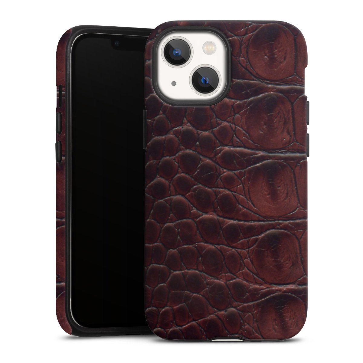 iPhone 13 Mini Handy Panzer Handyhülle robuste Outdoor Hülle Schutzhülle matt Crocodile Animal Print Leather Tough Case