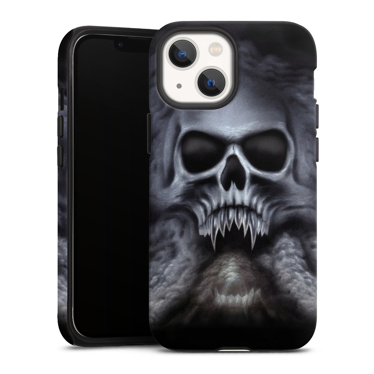 iPhone 13 Mini Handy Panzer Handyhülle robuste Outdoor Hülle Schutzhülle matt Totenkopf Skull Tough Case