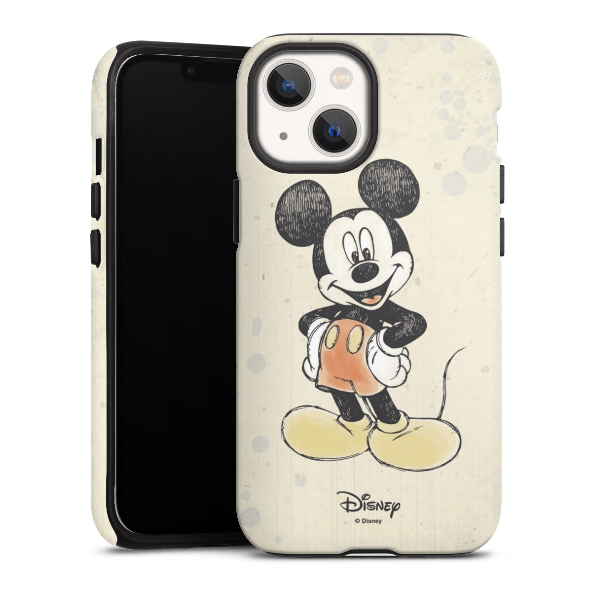 iPhone 13 Mini Handy Panzer Handyhülle robuste Outdoor Hülle Schutzhülle matt Water Colour Mickey & Minnie Mouse Official Licensed Product Tough Case