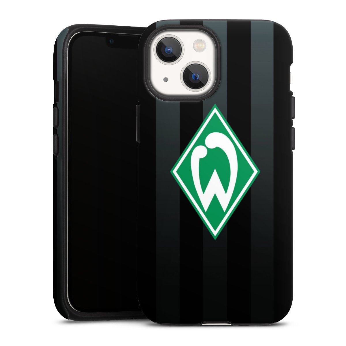 iPhone 13 Mini Handy Panzer Handyhülle robuste Outdoor Hülle Schutzhülle matt Stripes Sv Werder Bremen Official Licensed Product Tough Case