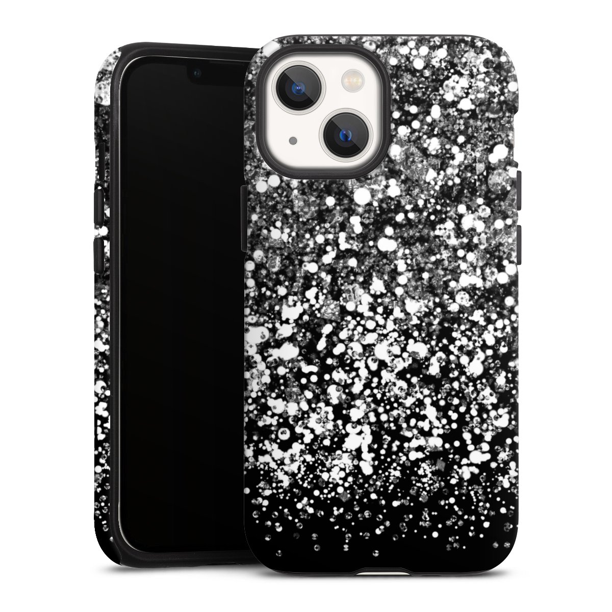 iPhone 13 Mini Handy Panzer Handyhülle robuste Outdoor Hülle Schutzhülle matt Glitzer Snowflake Muster Tough Case