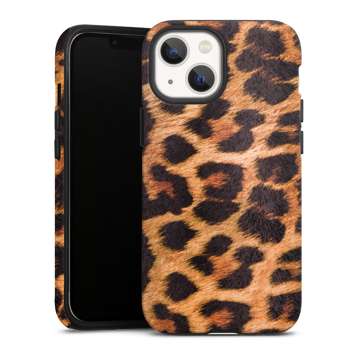 iPhone 13 Mini Handy Panzer Handyhülle robuste Outdoor Hülle Schutzhülle matt Animal Print Leopard Fur Tough Case