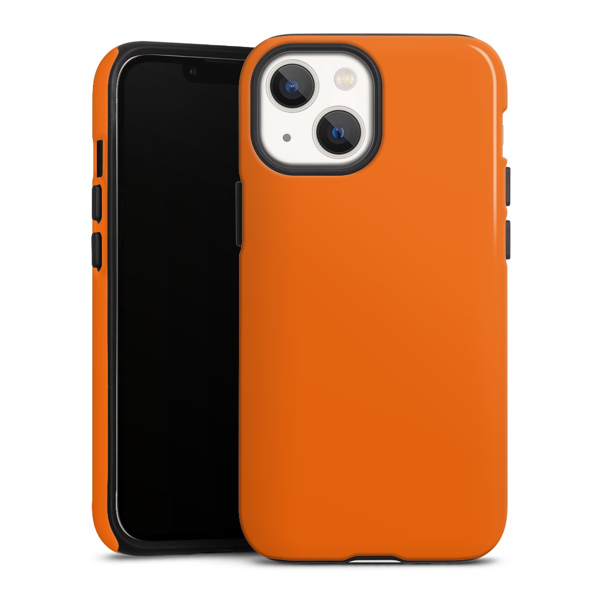 iPhone 13 Mini Handy Panzer Handyhülle robuste Outdoor Hülle Schutzhülle glänzend Orange Colour Unicoloured Tough Case