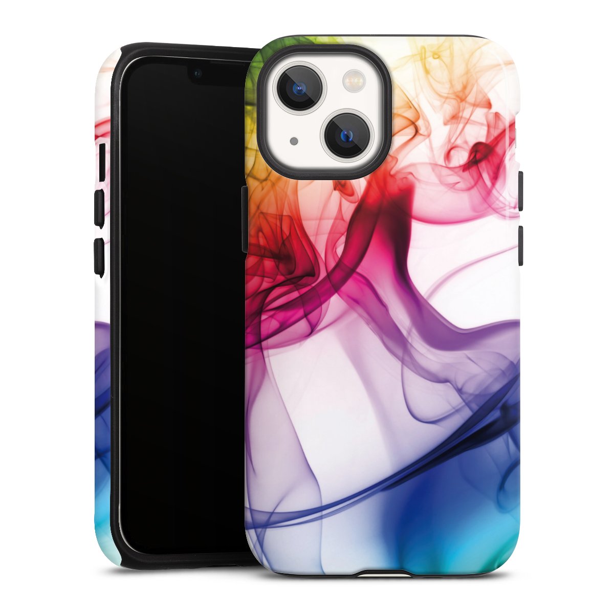 iPhone 13 Mini Handy Panzer Handyhülle robuste Outdoor Hülle Schutzhülle glänzend Water Colour Rainbow Tough Case