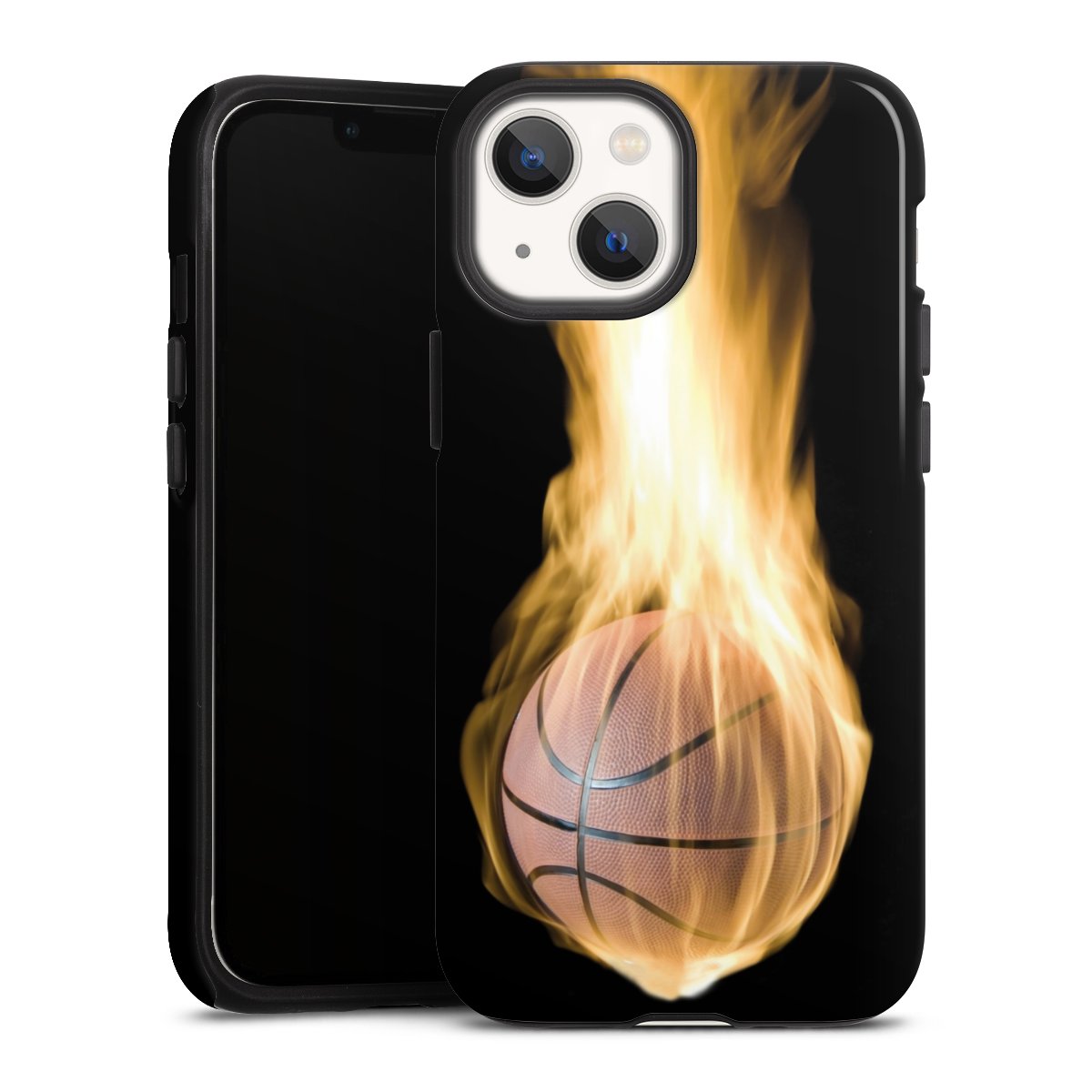 iPhone 13 Mini Handy Panzer Handyhülle robuste Outdoor Hülle Schutzhülle glänzend Basketball Sports Fire Tough Case