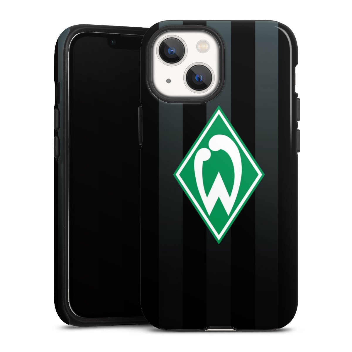 iPhone 13 Mini Handy Panzer Handyhülle robuste Outdoor Hülle Schutzhülle glänzend Stripes Sv Werder Bremen Official Licensed Product Tough Case