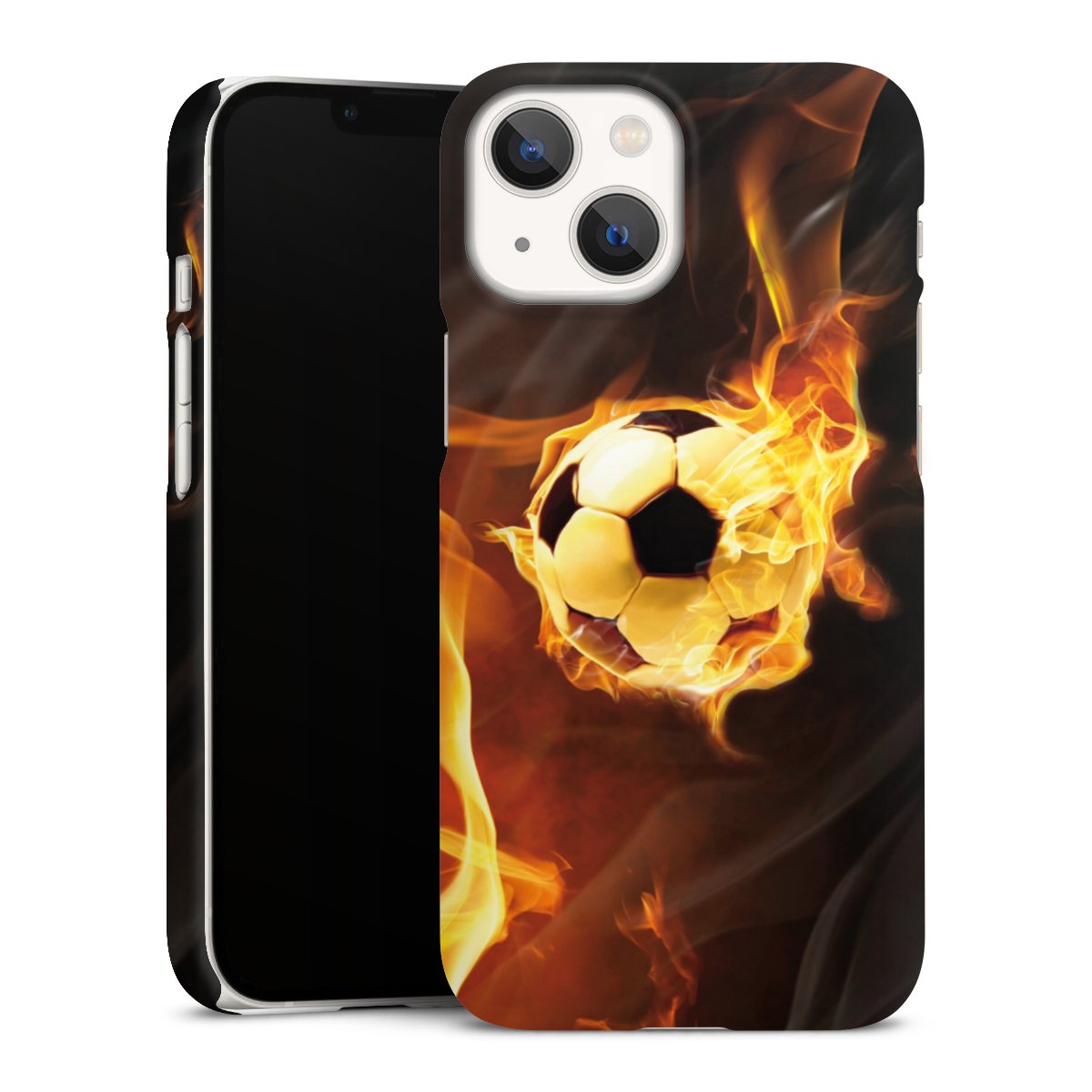 iPhone 13 Mini Handy Premium Case Smartphone Handyhülle Schutzhülle matt Ball Fire Soccer Premium Case