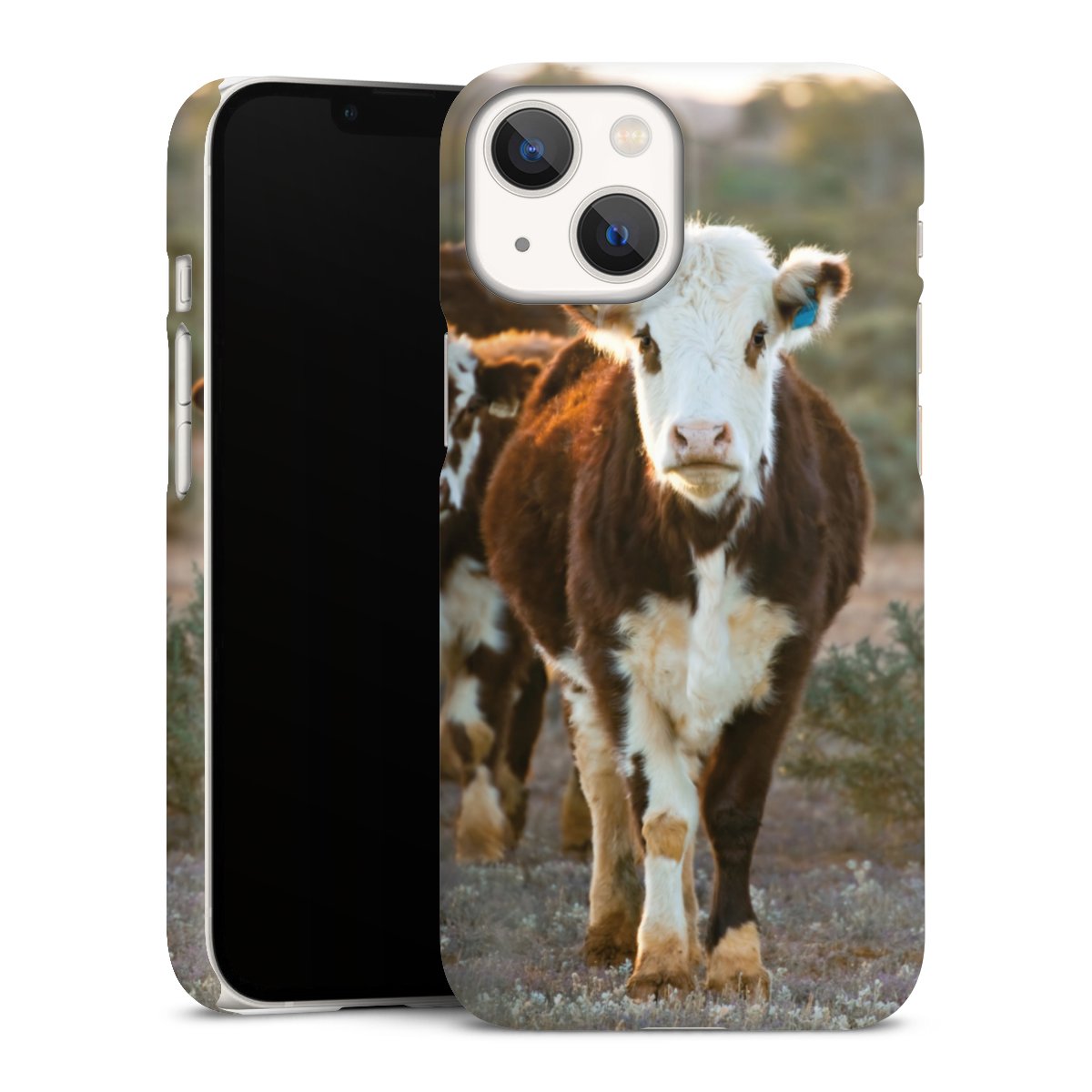 iPhone 13 Mini Handy Premium Case Smartphone Handyhülle Schutzhülle matt Cow Farmer Calf Premium Case