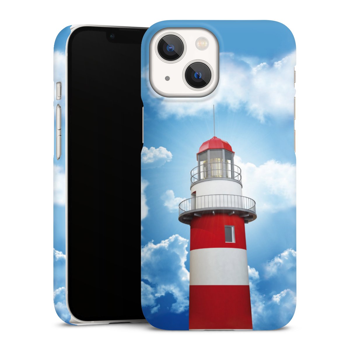 iPhone 13 Mini Handy Premium Case Smartphone Handyhülle Schutzhülle matt Lighthouse Sky Cloud Premium Case