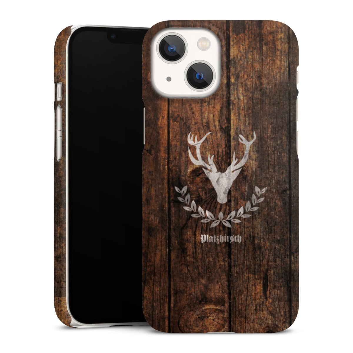 iPhone 13 Mini Handy Premium Case Smartphone Handyhülle Schutzhülle matt Deer Wood Wooden Look Premium Case