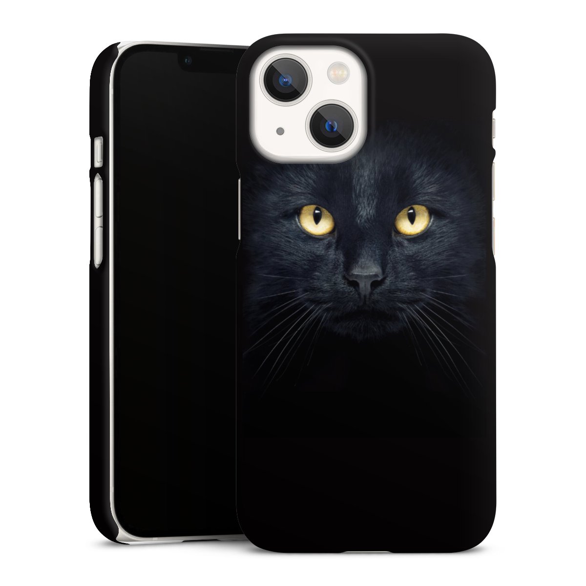 iPhone 13 Mini Handy Premium Case Smartphone Handyhülle Schutzhülle matt Eye Cat Black Premium Case