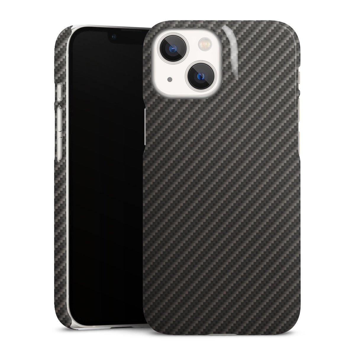 iPhone 13 Mini Handy Premium Case Smartphone Handyhülle Schutzhülle glänzend Metallic Look Carbon Muster Premium Case