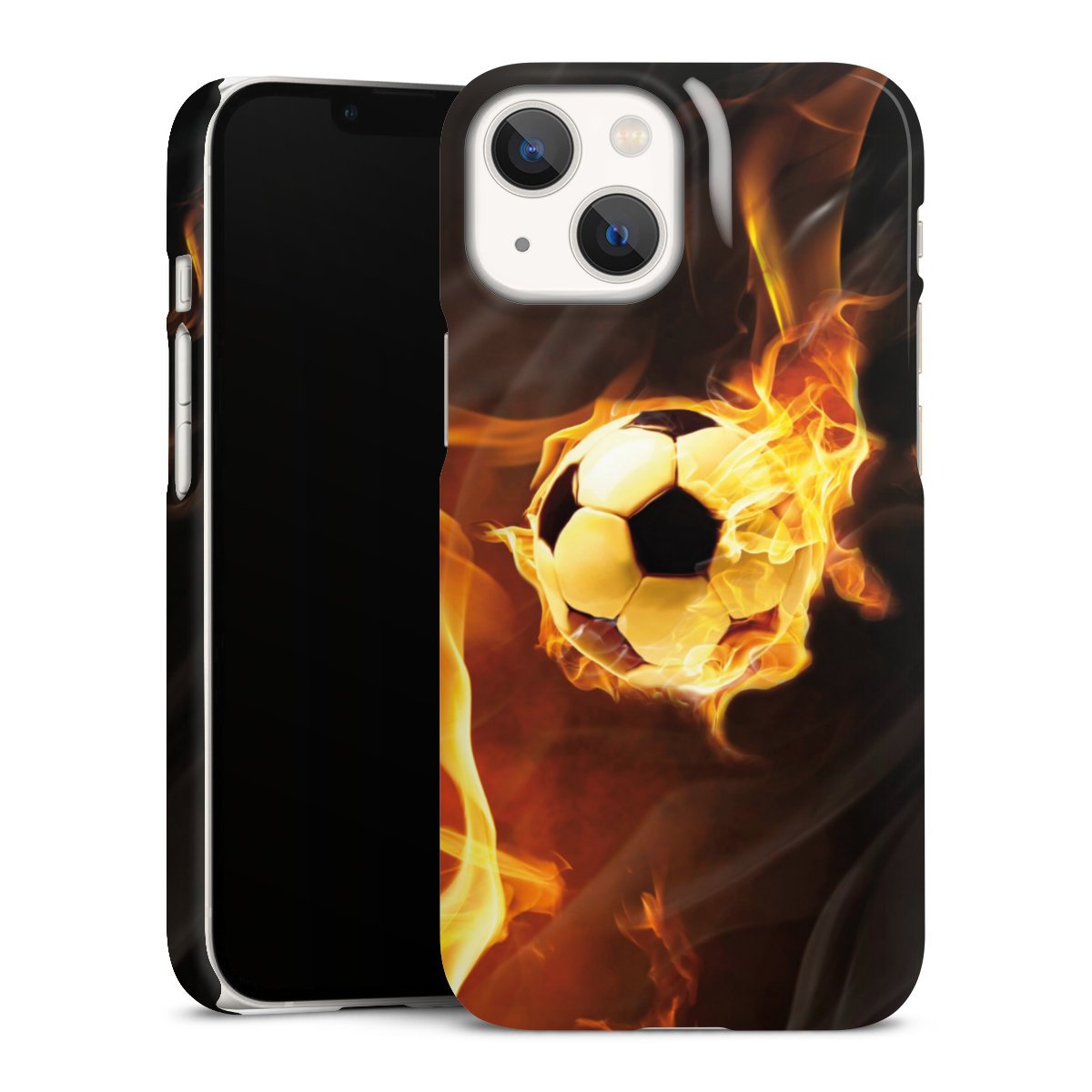 iPhone 13 Mini Handy Premium Case Smartphone Handyhülle Schutzhülle glänzend Ball Fire Soccer Premium Case