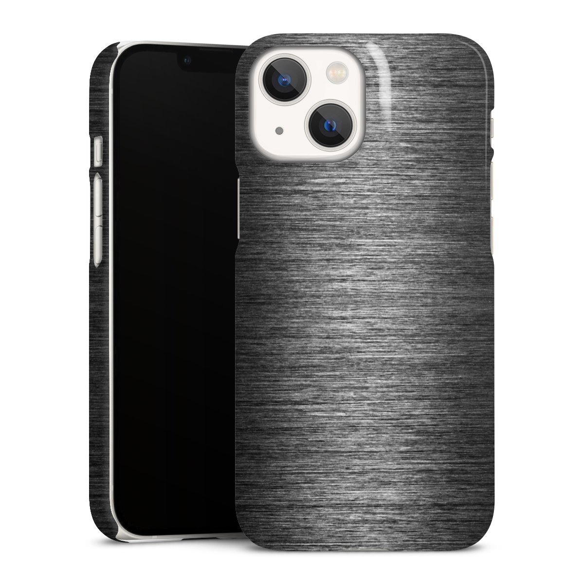 iPhone 13 Mini Handy Premium Case Smartphone Handyhülle Schutzhülle glänzend Metallic Look Anthracite Metal Premium Case