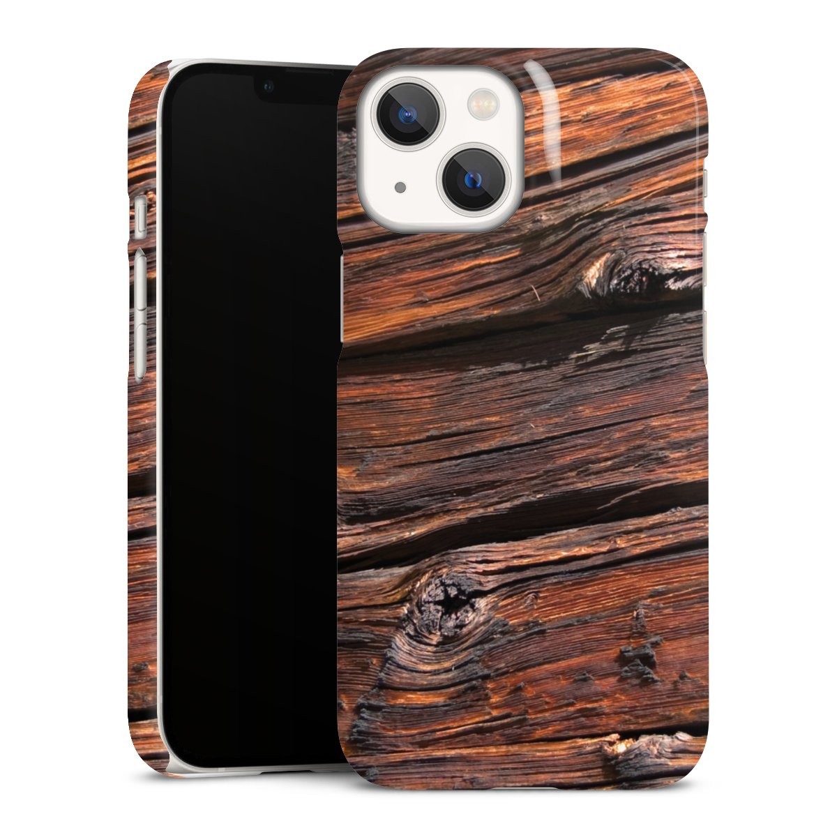 iPhone 13 Mini Handy Premium Case Smartphone Handyhülle Schutzhülle glänzend Beams Wooden Look Wood Premium Case