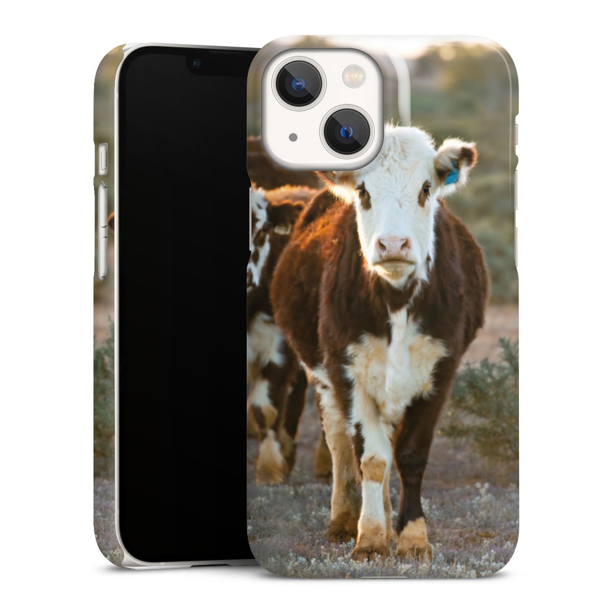 iPhone 13 Mini Handy Premium Case Smartphone Handyhülle Schutzhülle glänzend Cow Farmer Calf Premium Case