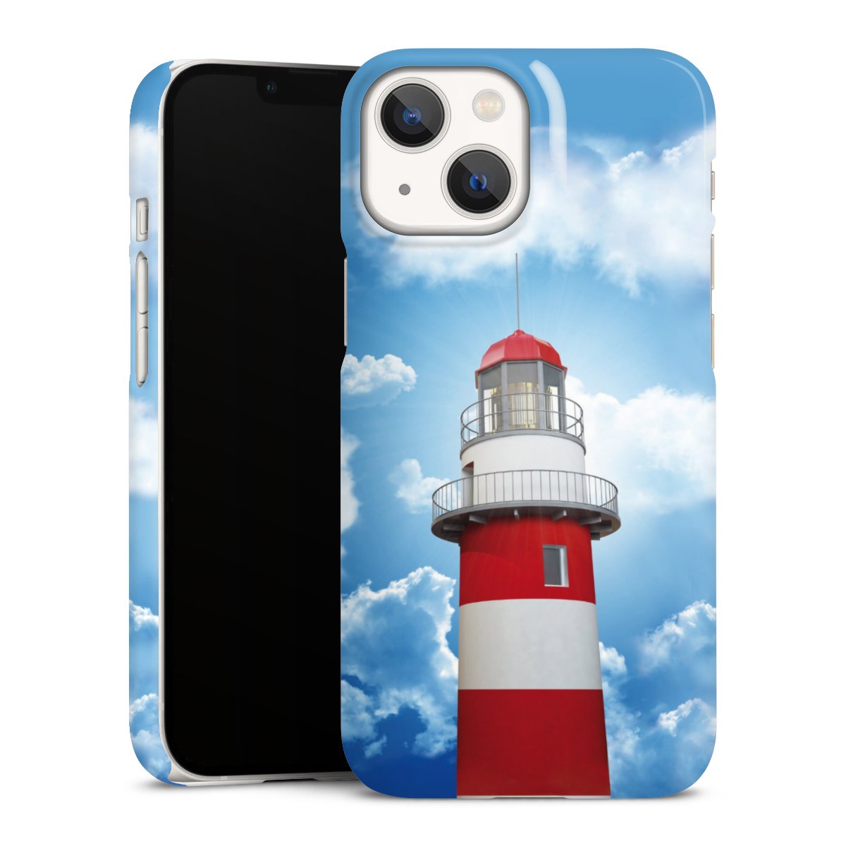 iPhone 13 Mini Handy Premium Case Smartphone Handyhülle Schutzhülle glänzend Lighthouse Sky Cloud Premium Case