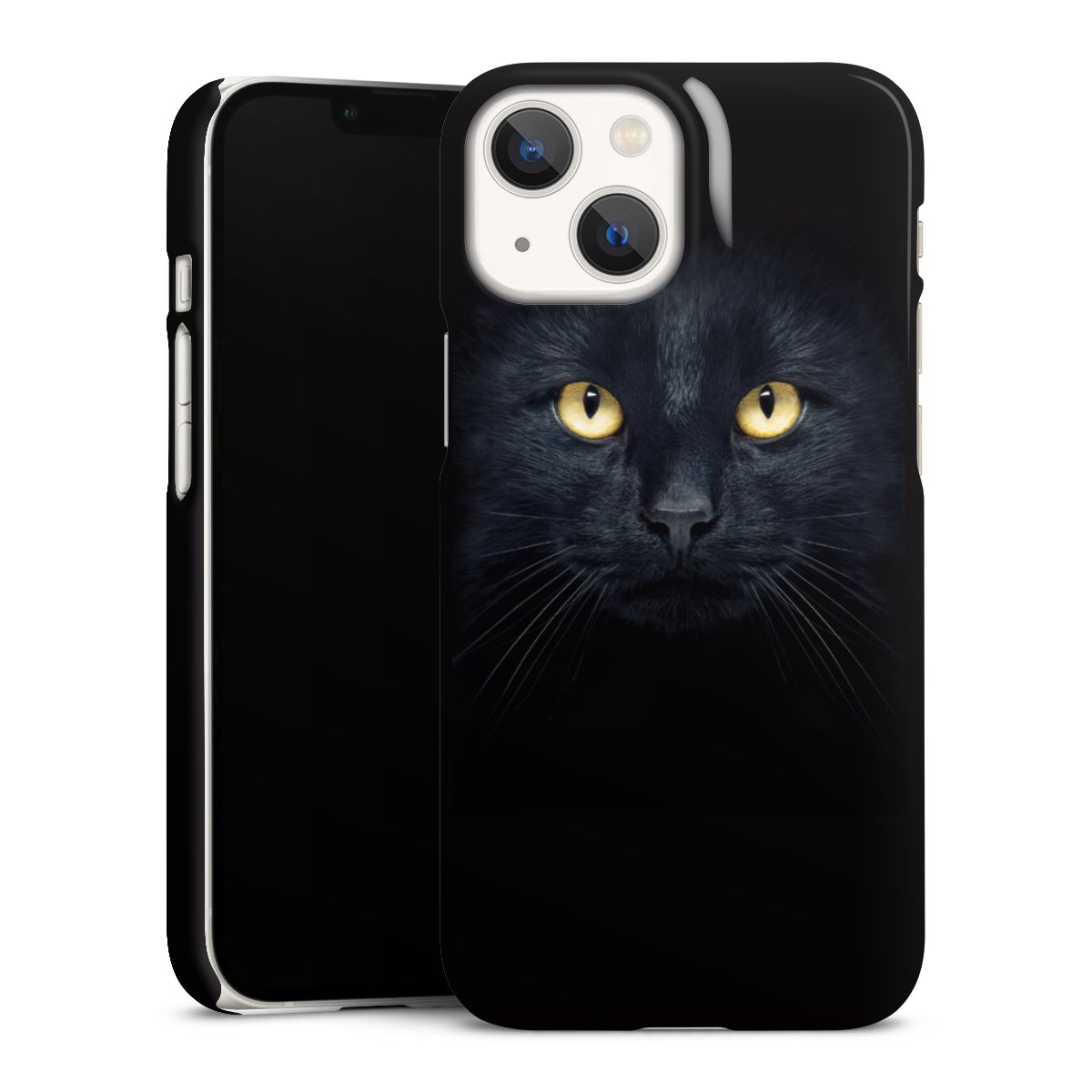 iPhone 13 Mini Handy Premium Case Smartphone Handyhülle Schutzhülle glänzend Eye Cat Black Premium Case