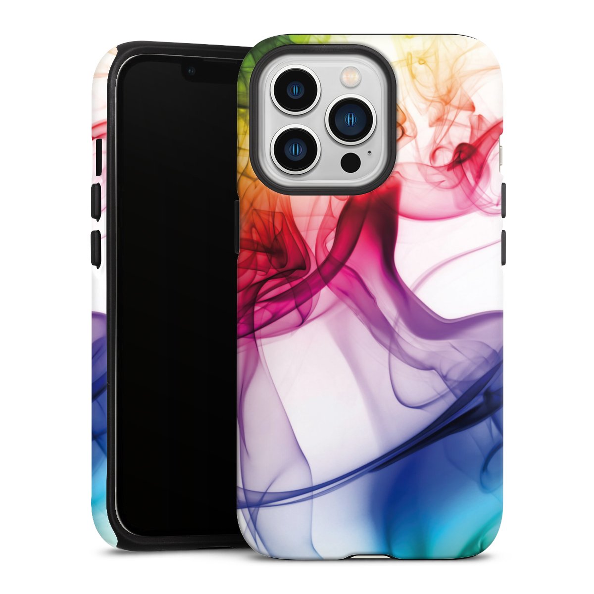 iPhone 13 Pro Handy Panzer Handyhülle robuste Outdoor Hülle Schutzhülle matt Water Colour Rainbow Tough Case