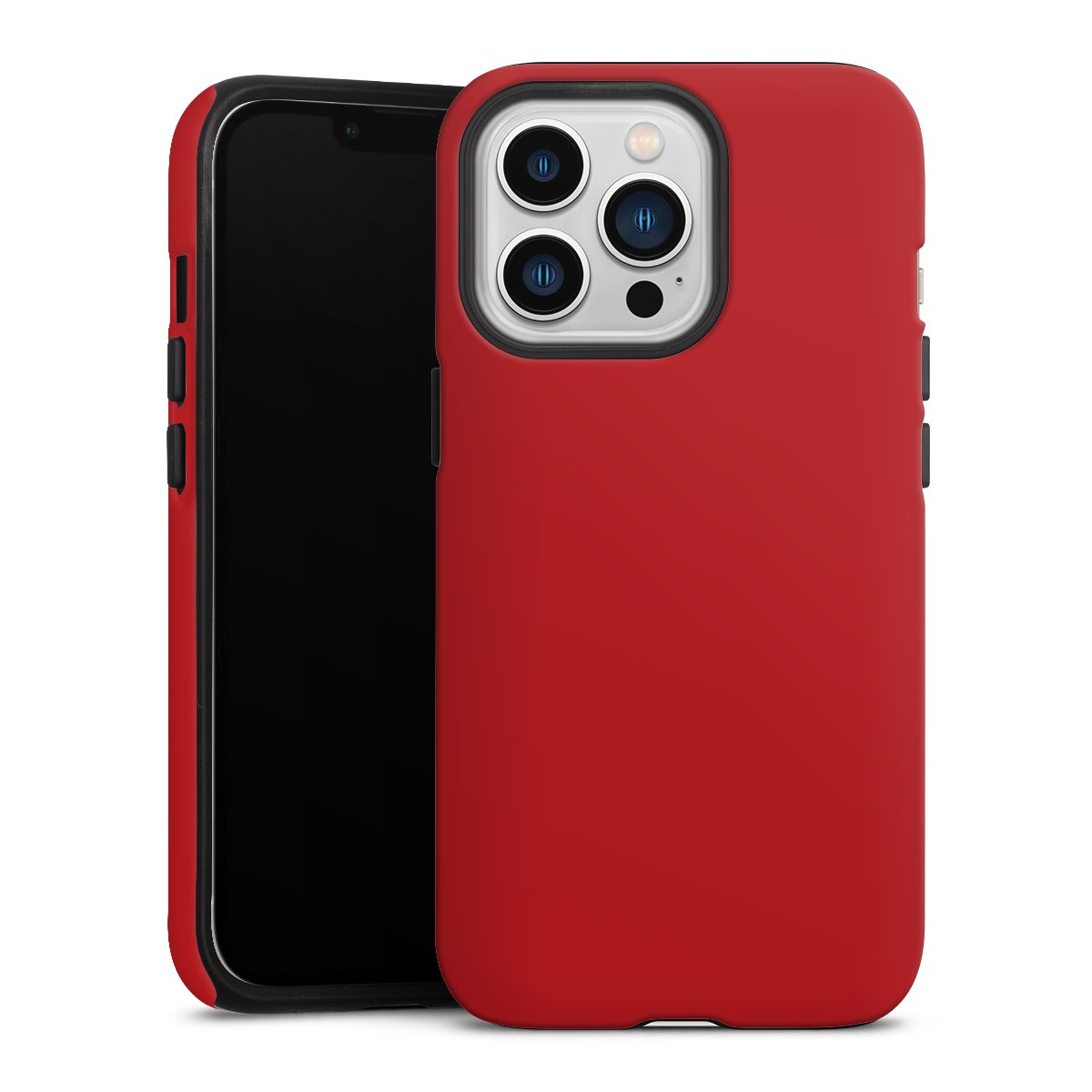 iPhone 13 Pro Handy Panzer Handyhülle robuste Outdoor Hülle Schutzhülle matt Colour Unicoloured Red Tough Case