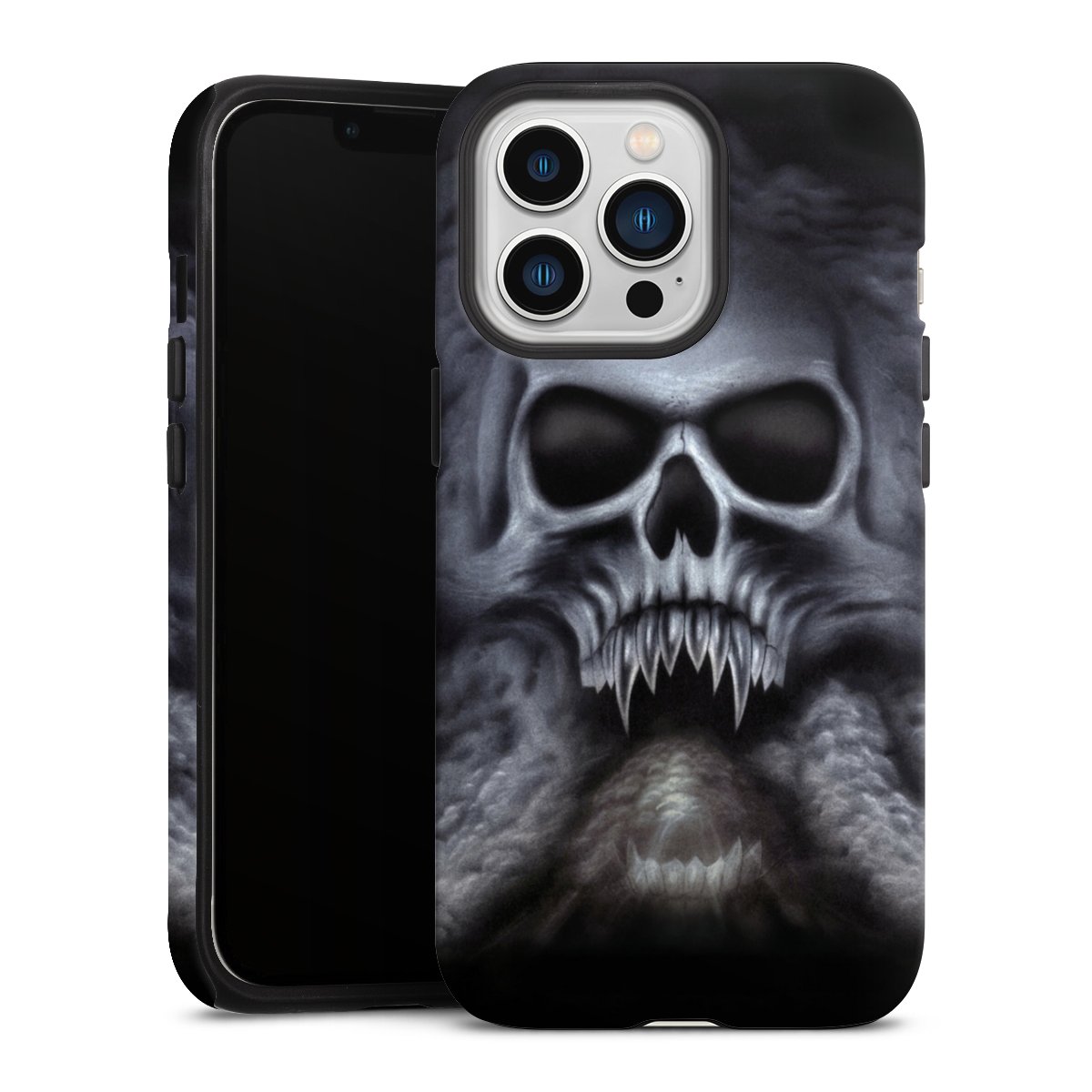 iPhone 13 Pro Handy Panzer Handyhülle robuste Outdoor Hülle Schutzhülle matt Totenkopf Skull Tough Case